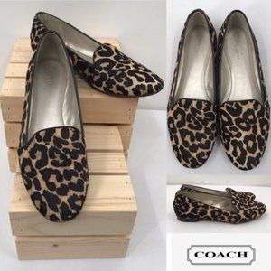 Coach Cambridge Leopard Calfskin Loafer Flat Shoes 8.5